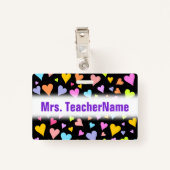 Fun, liefhebbend, kleurrijk Hearts Patroon + aange Badge (Achterkant met clip)