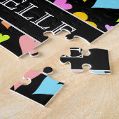 Fun, liefhebbend, kleurrijk Hearts Patroon + aange Legpuzzel (Zijkant)