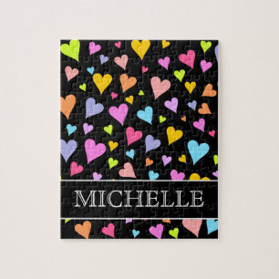 Fun, liefhebbend, kleurrijk Hearts Patroon + aange Legpuzzel