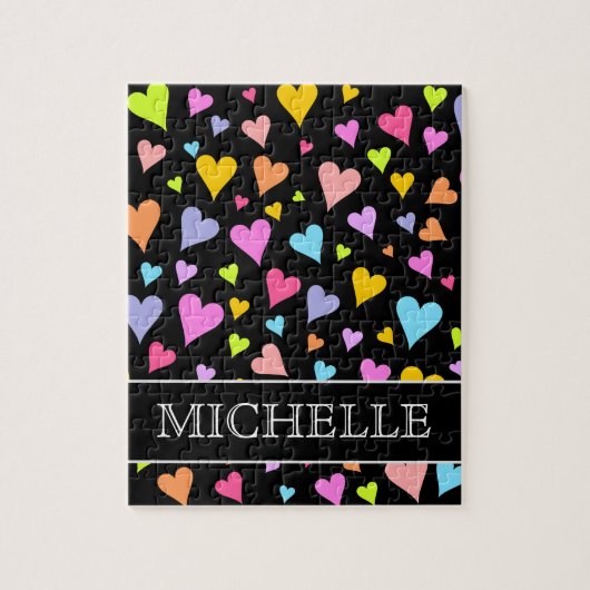 Fun, liefhebbend, kleurrijk Hearts Patroon + aange Legpuzzel (Verticaal)