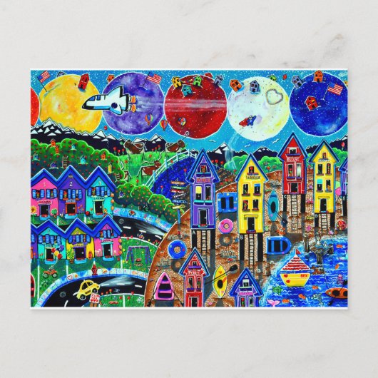 Fun Life Beach Space Shuttle Planets Ocean Kinder Briefkaart (Voorkant)