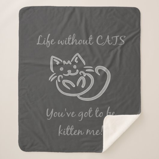 Fun Life without Cats Quote Sherpa Deken (Voorkant)