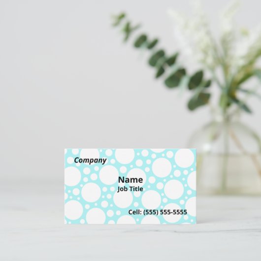 Fun Light Blue Polka Dot Visitekaartjes (Staand voorkant)