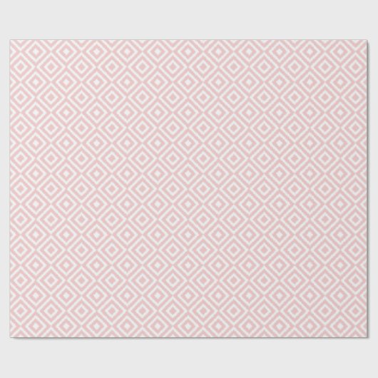 Fun Light Blush Pink White Ikat Squares Mosaic Art Cadeaupapier (Vlak)