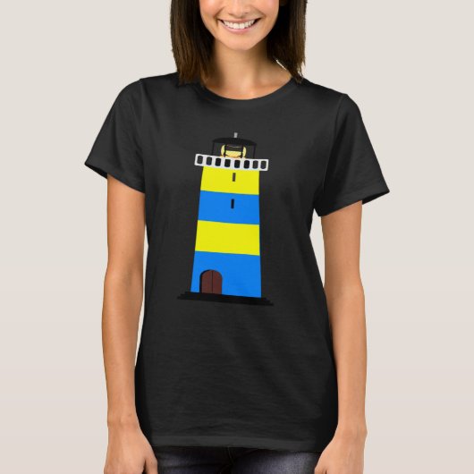 FUN LIGHTHOUSE BLUE AND YELLOW LIGHT HOUSE SAFETY  T-SHIRT (Voorkant)