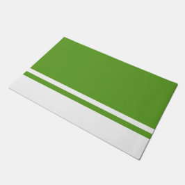 Fun Lime Green Color Block Trim White Edge Stripes Deurmat