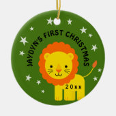 Fun Lion Baby's eerste kerstcadeau cirkel Keramisch Ornament (Voorkant)