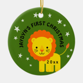 Fun Lion Baby's eerste kerstcadeau cirkel Keramisch Ornament
