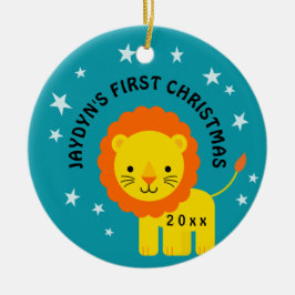 Fun Lion Baby's eerste kerstcadeau cirkel Keramisch Ornament
