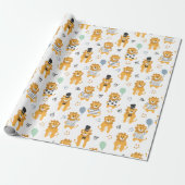 Fun Lion Pattern | wit Cadeaupapier (Uitgerold)