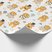 Fun Lion Pattern | wit Cadeaupapier (Hoek)