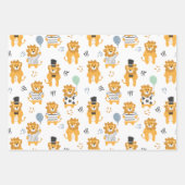 Fun Lion Seamless Pattern Trio Inpakpapier Vel (Voorkant)