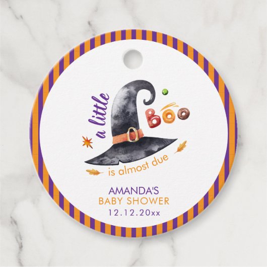 Fun Little Boo Witch Pet Herfst Baby shower Bedankjes Labels (Voorkant)