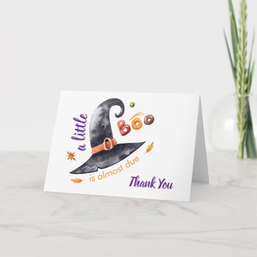 Fun Little Boo Witch Pet Herfst Baby shower Bedankkaart (Voorkant)