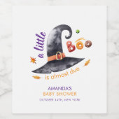 Fun Little Boo Witch Pet Herfst Baby shower Wijn Etiket (Enkel label)