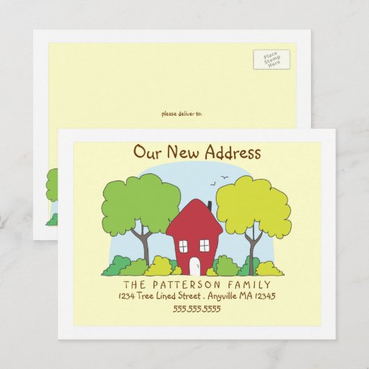 Fun Little House Nieuw Adres Briefkaart (Voorkant / Achterkant)