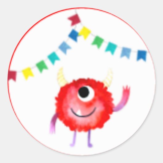 Fun Little Monster Party, Zombie, Friendly, Cute Ronde Sticker (Voorkant)