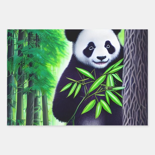 Fun Little Panda Beer Inpakpapier Vel (Voorkant)