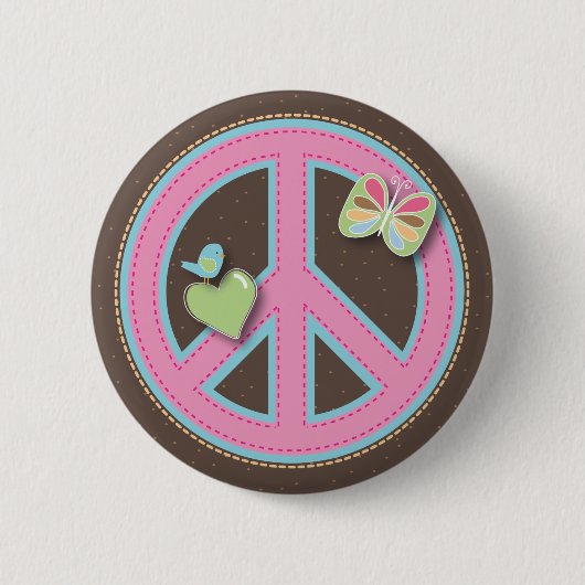 Fun Little Peace Sign Pin Ronde Button 5,7 Cm (Voorkant)