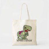 Fun Little Sister Cartoon T-Rex Dinosaur Name Tote Bag (Voorkant)