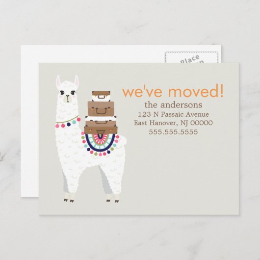 Fun Llama Adreswijziging / Verhuisaankondigingen Aankondigingskaart (Voorkant / Achterkant)