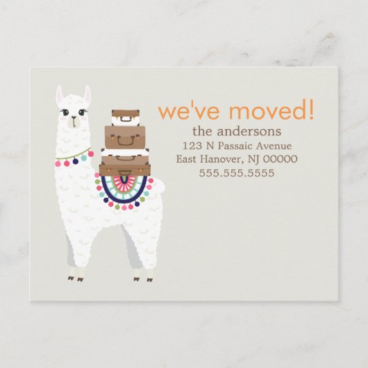 Fun Llama Adreswijziging / Verhuisaankondigingen Aankondigingskaart (Voorkant)