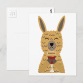 Fun Llama Drink rode wijn Briefkaart (Voorkant / Achterkant)