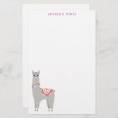 Fun Llama gepersonaliseerd Briefpapier (Voorkant / Achterkant)
