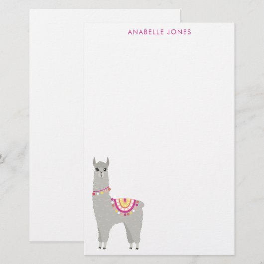 Fun Llama gepersonaliseerd Briefpapier (Voorkant / Achterkant)
