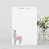 Fun Llama gepersonaliseerd Briefpapier (Staand voorkant)