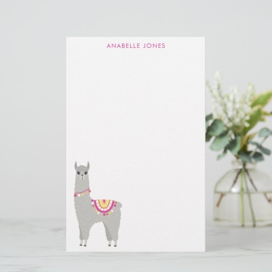Fun Llama gepersonaliseerd Briefpapier (Staand voorkant)