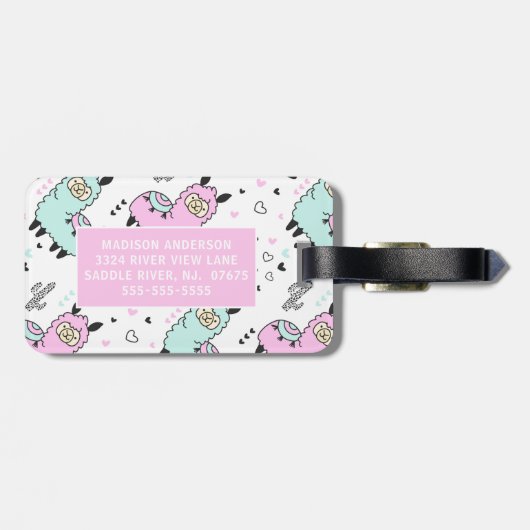 Fun Llama Kinder Reizen Bagagelabel (Achterkant horizontaal)