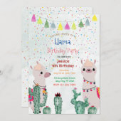 Fun Llama Party Uitnodiging Verjaardag (Voorkant / Achterkant)