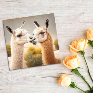 Fun Llamas Kissing Hartelijk dank Bedankkaart
