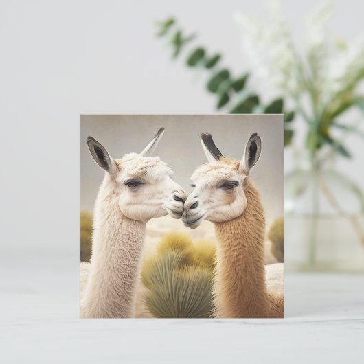 Fun Llamas Kissing Hartelijk dank Bedankkaart (Staand voorkant)