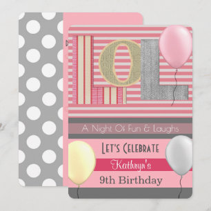 Fun "LOL" Girl Slumber Party Birthday Kaart