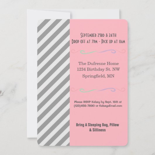 Fun "LOL" Girl Slumber Party Birthday Kaart (Achterkant)