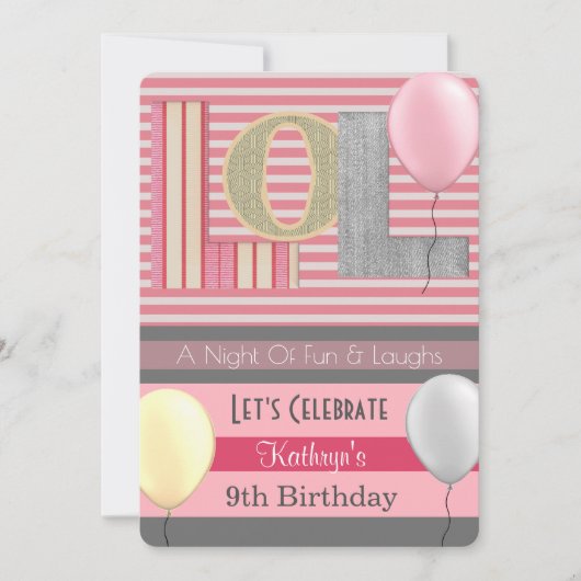 Fun "LOL" Girl Slumber Party Birthday Kaart (Voorkant)