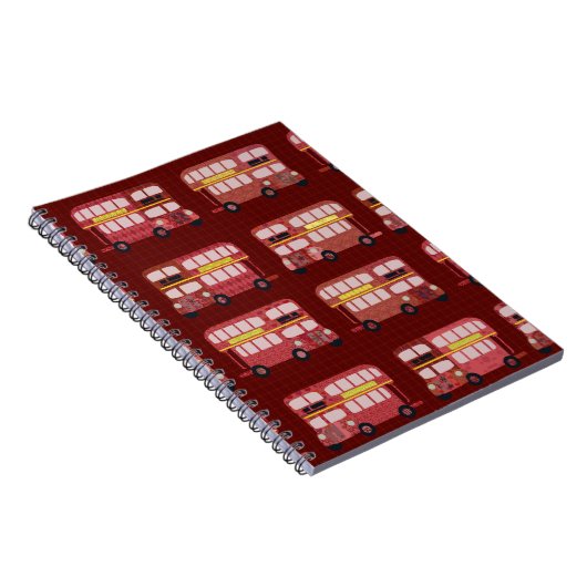 Fun London Double Decker Bus Cartoon Pattern Notitieboek (Rechterzijde)