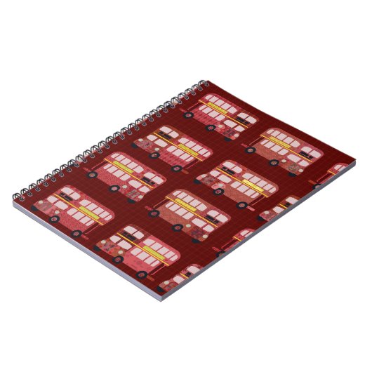 Fun London Double Decker Bus Cartoon Pattern Notitieboek (Linkerzijde)