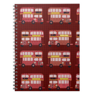 Fun London Double Decker Bus Cartoon Pattern Notitieboek