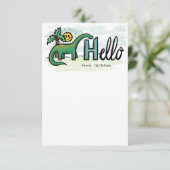 Fun Long Neck Dinosaur Hallo Personal Kinder Note Bedankkaart (Staand voorkant)
