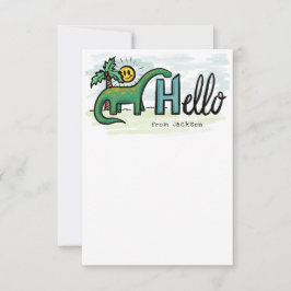 Fun Long Neck Dinosaur Hallo Personal Kinder Note Bedankkaart