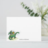 Fun Long Neck Dinosaur Kinder Personalized Note Ka Bedankkaart (Staand voorkant)