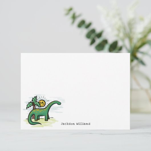 Fun Long Neck Dinosaur Kinder Personalized Note Ka Bedankkaart (Staand voorkant)