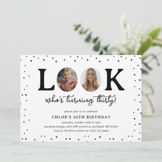 Fun Look's Who's 30' 2 x photo 30th Birthday Kaart (Staand voorkant)