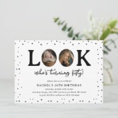 Fun Look's Who's 50' 2 x photo 50th Birthday Kaart (Staand voorkant)