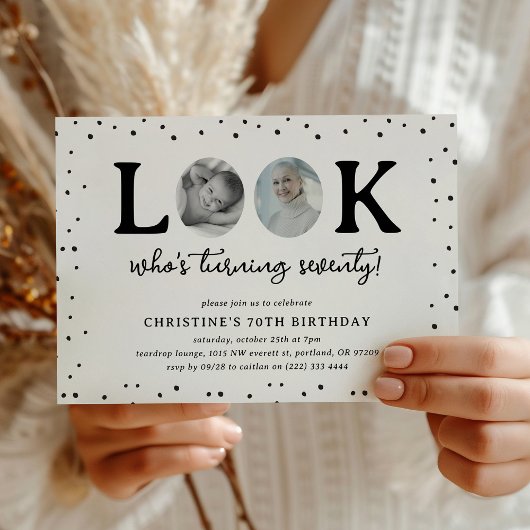 Fun Look's Who's 70' 2 x photo 70th Birthday Kaart