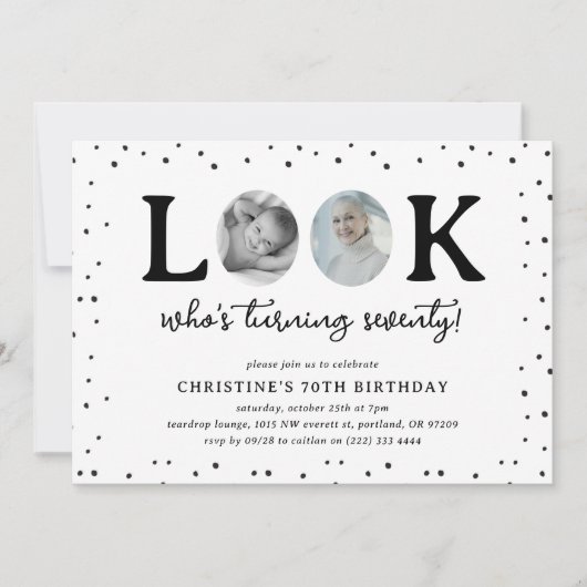 Fun Look's Who's 70' 2 x photo 70th Birthday Kaart (Voorkant)