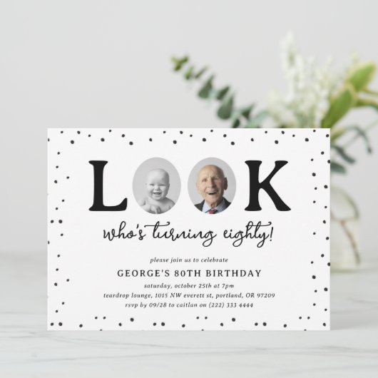 Fun Look's Who's 80' 2 x photo 80th Birthday Kaart (Staand voorkant)